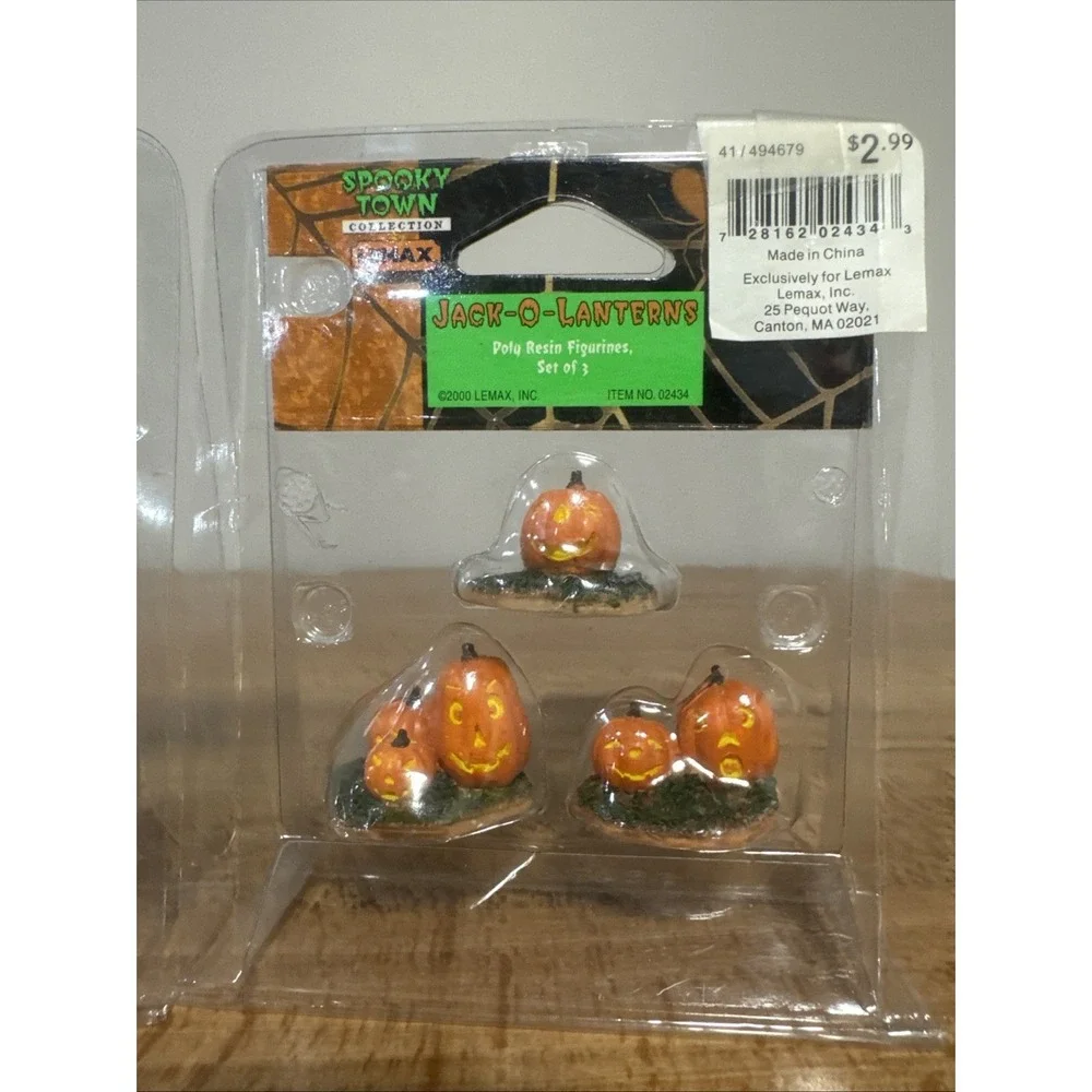 Lemax 2000 Spooky Town Halloween Jack O Lantern Pumpkin Hollow Set of 6 #02434